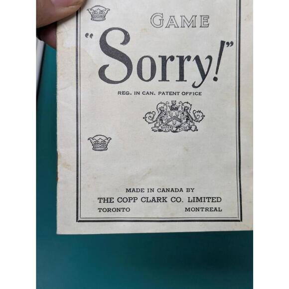 Vintage Sorry Board Game Parker Brothers 1950’s - Rare Canadian Version-Complete - Picture 3 of 9